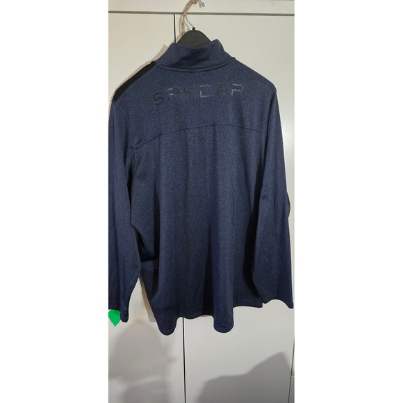 Spyder Active Mens XL Quarter Zip Pullover Navy Blue Heather Performance Shirt - Picture 2 of 3